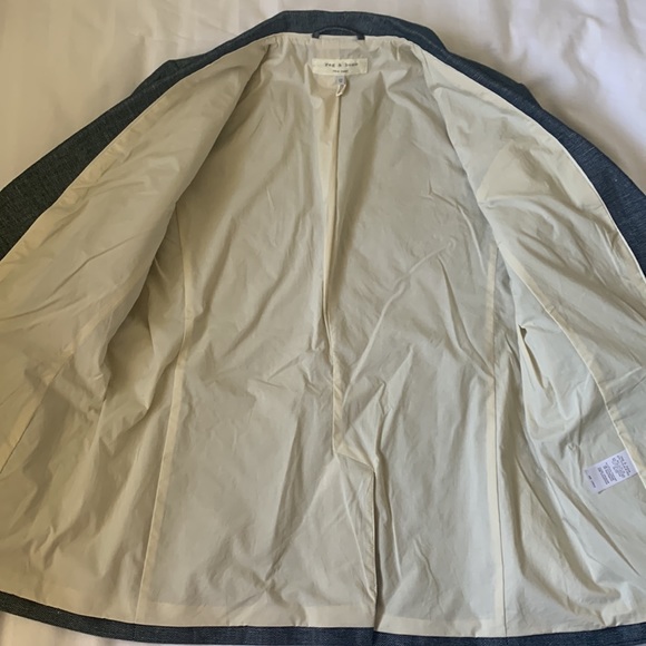 rag&bone NY navy cotton/hemp US made shawl collar single button boxy blazer EUC - Picture 7 of 8